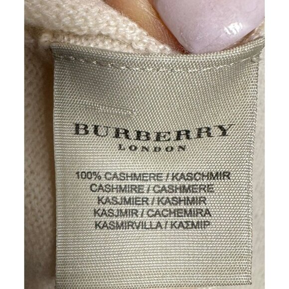 Burberry womens 100% cashmere sweater cable knit cuffs cream size small - Picture 6 of 8